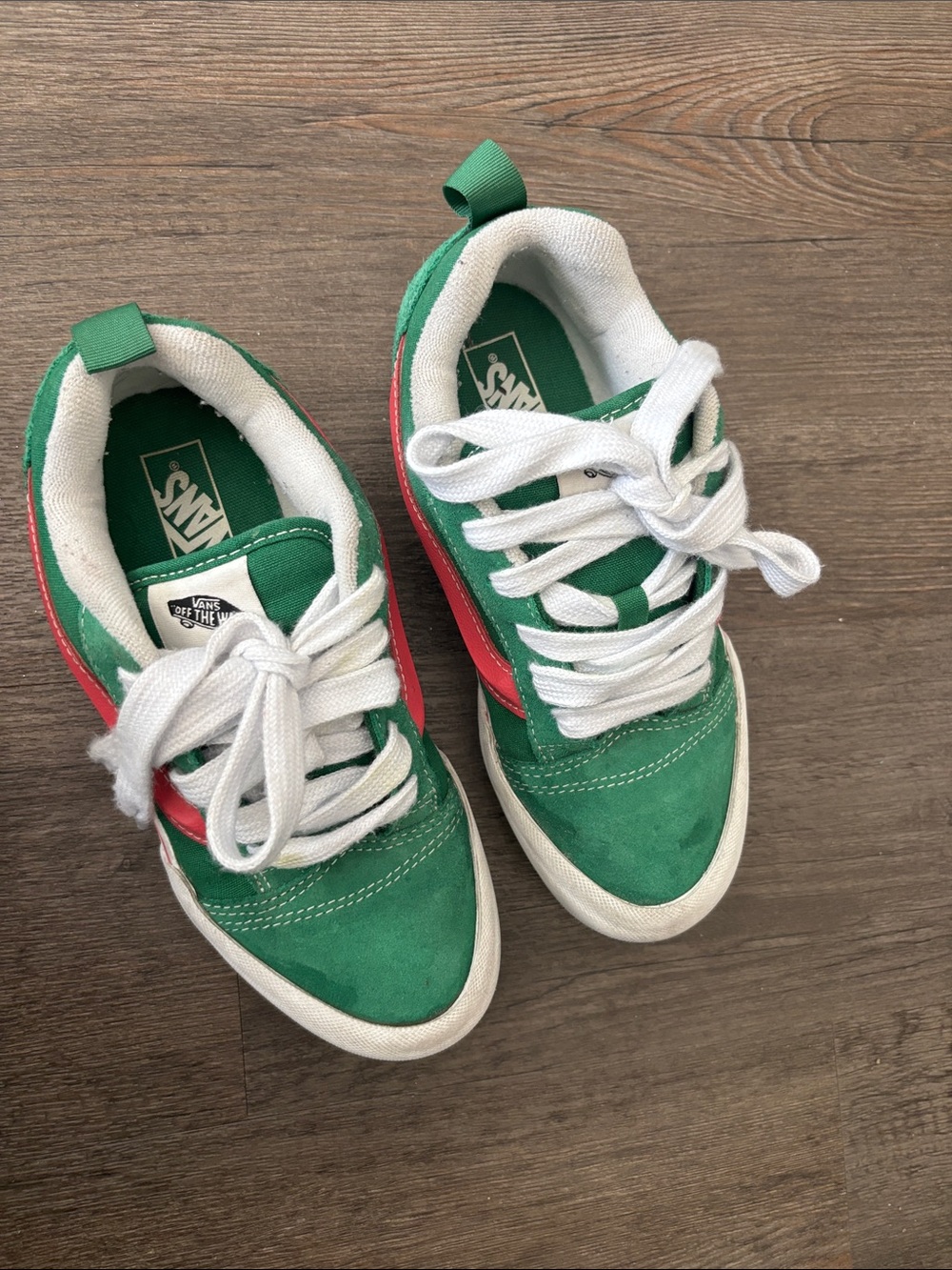 Vans Kids Green and Red Low-Top Skate Sneakers